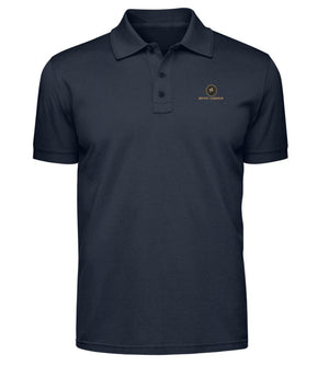 Polo Mutu Likolo Classique bleu marine – Collection Résilience, coton premium, logo brodé | Classic deep navy polo shirt – Resilience Collection, premium cotton, embroidered logo