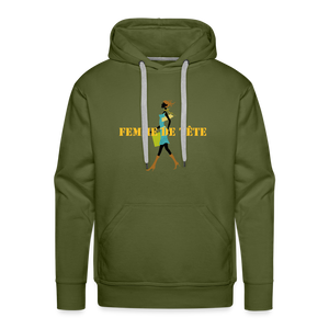 Sweat-shirt à capuche Premium pour Femme de Tête - vert olive