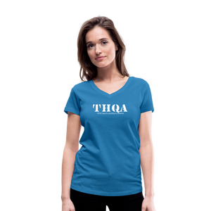 THQA T-shirt bio col V pour  Femme de Tête - bleu paon