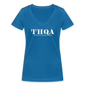 THQA T-shirt bio col V pour  Femme de Tête - bleu paon