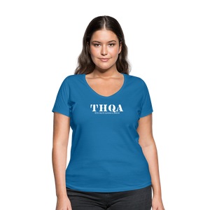 THQA T-shirt bio col V pour  Femme de Tête - bleu paon