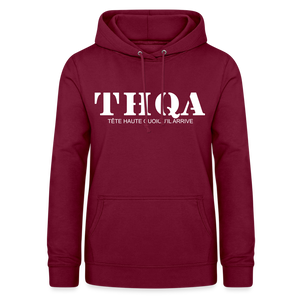 THQA Sweat à capuche pour Femme de Tête - bordeaux