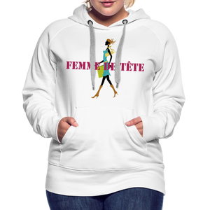 Sweat-shirt à capuche Premium pour Femmes de Tête - blanc