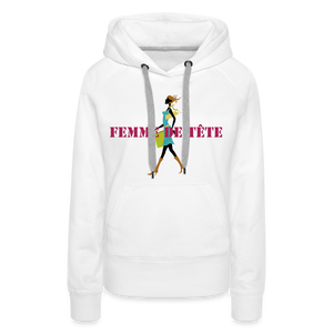 Sweat-shirt à capuche Premium pour Femmes de Tête - blanc