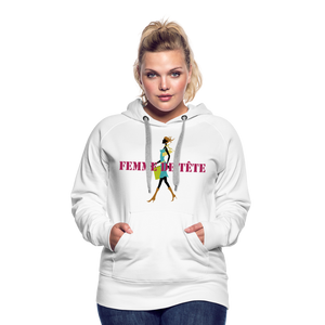 Sweat-shirt à capuche Premium pour Femmes de Tête - blanc