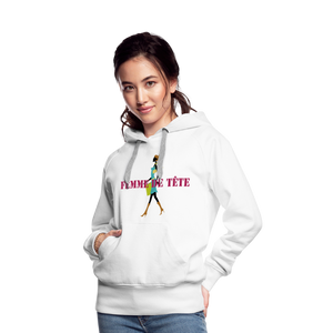 Sweat-shirt à capuche Premium pour Femmes de Tête - blanc