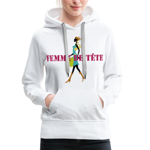 Sweat-shirt à capuche Premium pour Femmes de Tête - blanc