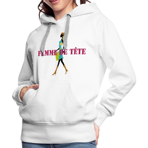 Sweat-shirt à capuche Premium pour Femmes de Tête - blanc