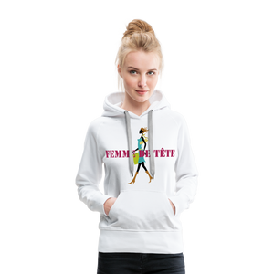 Sweat-shirt à capuche Premium pour Femmes de Tête - blanc