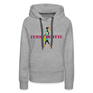 Sweat-shirt à capuche Premium pour Femmes de Tête - gris chiné