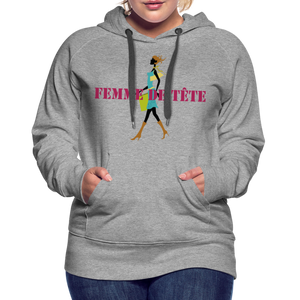 Sweat-shirt à capuche Premium pour Femmes de Tête - gris chiné