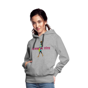 Sweat-shirt à capuche Premium pour Femmes de Tête - gris chiné