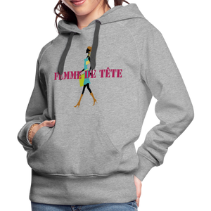 Sweat-shirt à capuche Premium pour Femmes de Tête - gris chiné