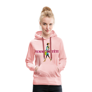 Sweat-shirt à capuche Premium pour Femmes de Tête - rose cristal