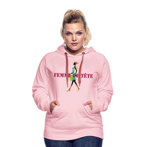 Sweat-shirt à capuche Premium pour Femmes de Tête - rose cristal