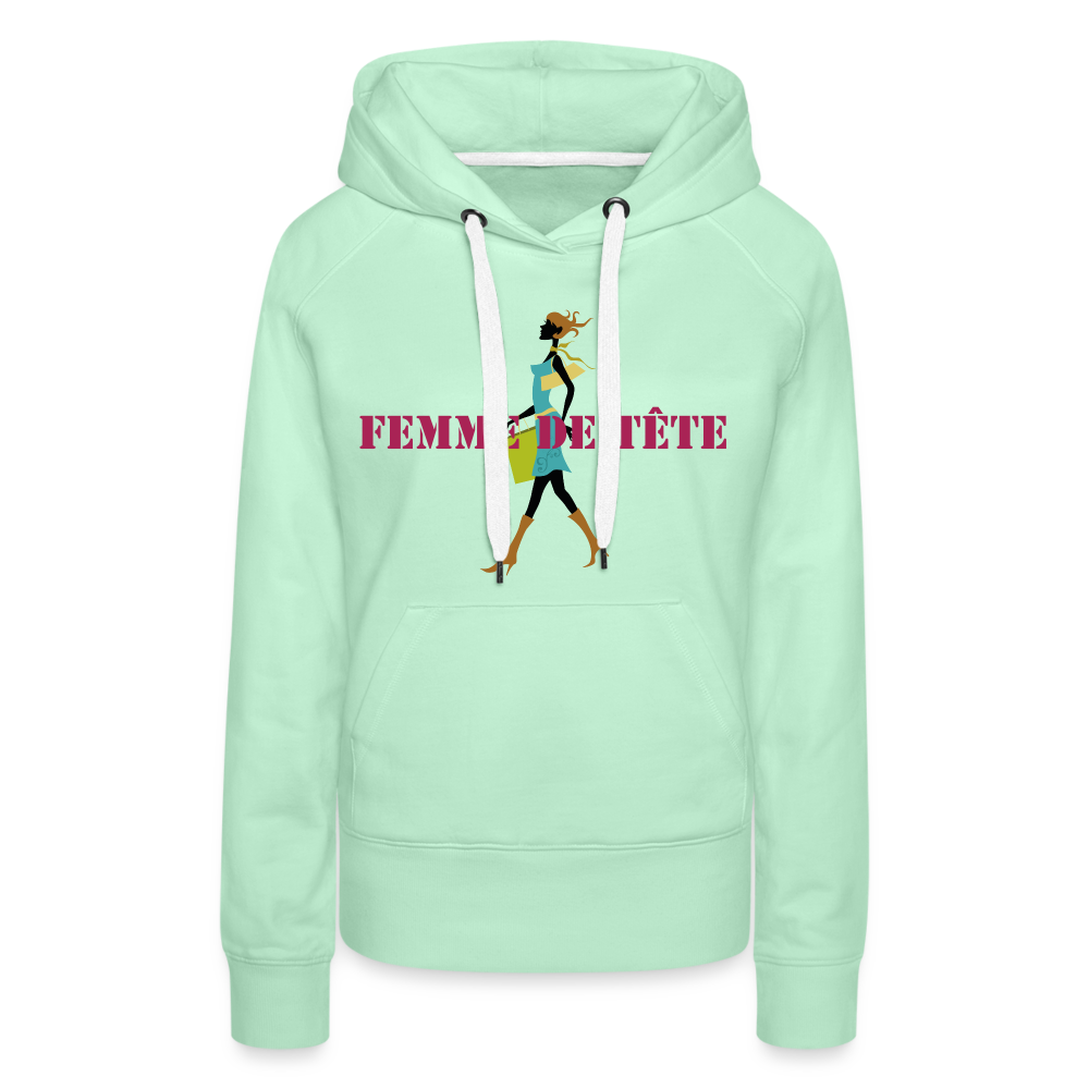 Sweat-shirt à capuche Premium pour Femmes de Tête - vert clair menthe