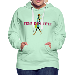 Sweat-shirt à capuche Premium pour Femmes de Tête - vert clair menthe