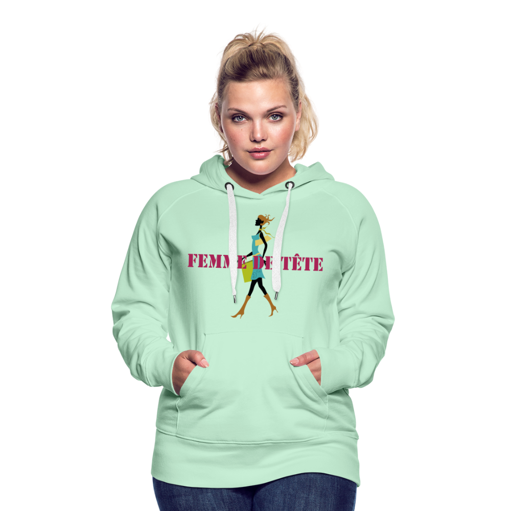 Sweat-shirt à capuche Premium pour Femmes de Tête - vert clair menthe