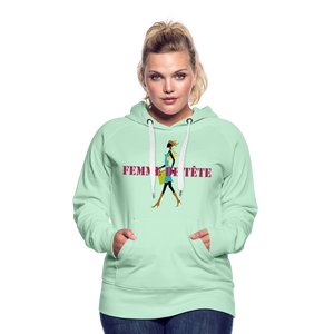 Sweat-shirt à capuche Premium pour Femmes de Tête - vert clair menthe