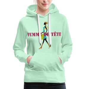 Sweat-shirt à capuche Premium pour Femmes de Tête - vert clair menthe