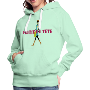 Sweat-shirt à capuche Premium pour Femmes de Tête - vert clair menthe