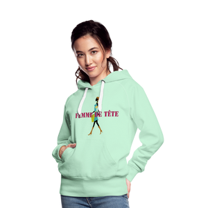 Sweat-shirt à capuche Premium pour Femmes de Tête - vert clair menthe