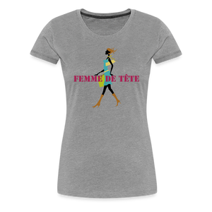 T-shirt Premium Femme de Tête - thqa - gris chiné