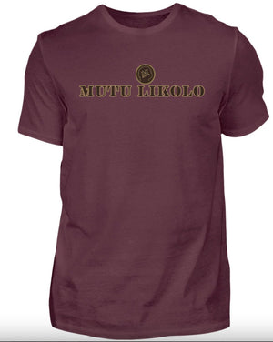 T-shirt bordeaux Mutu Likolo – Collection Résilience, logo imprimé sur la poitrine, style unisexe et premium. | Burgundy Mutu Likolo T-shirt – Resilience Collection, logo printed on chest, unisex premium style.