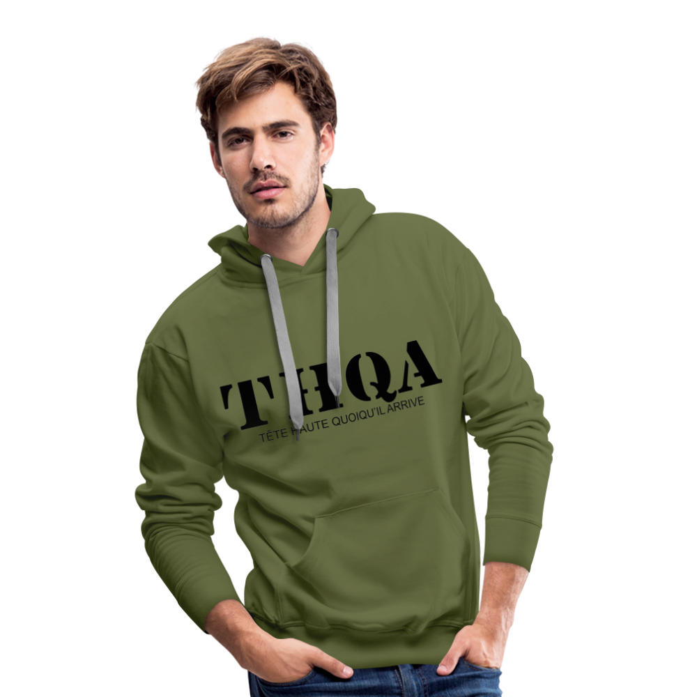 THqa Sweat-shirt à capuche Premium - vert olive